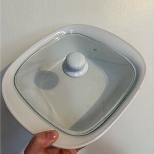 White Ceramic Baking Dish with Glass Lid
